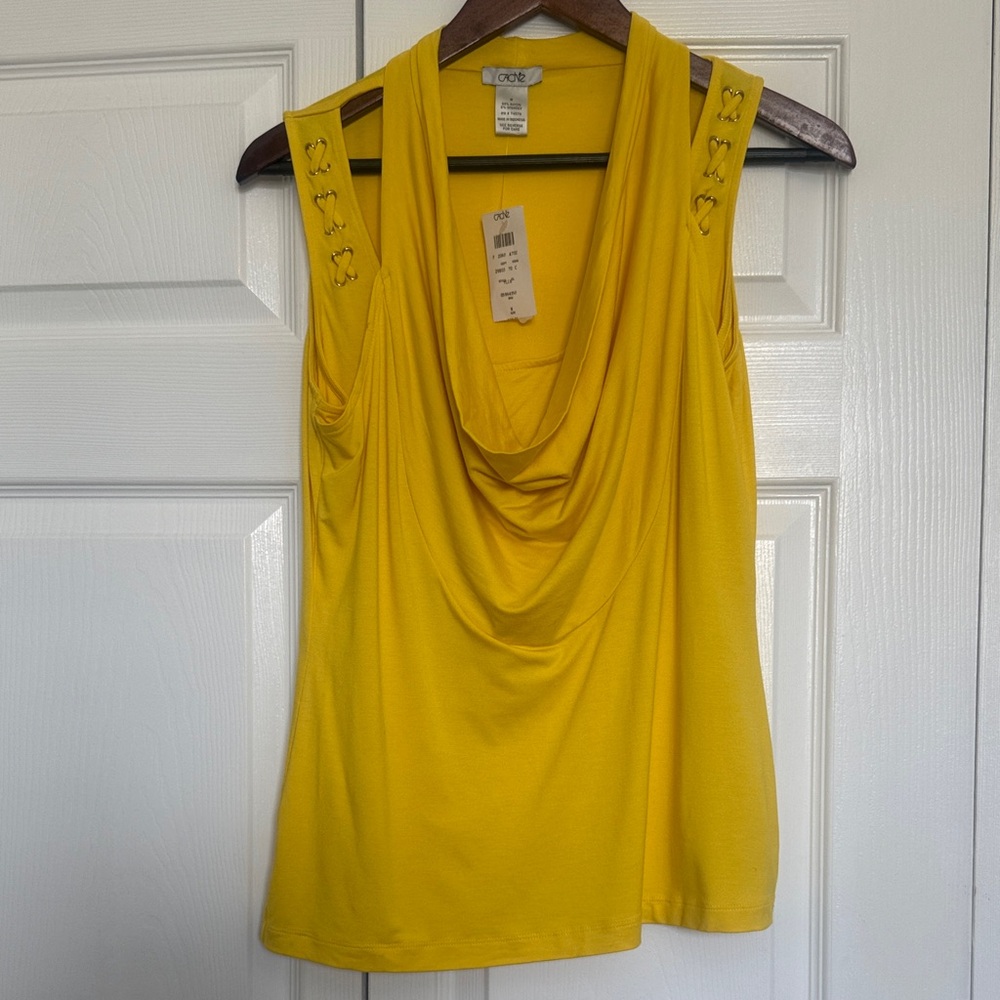 Cache Bright Yellow Drape Tank Top